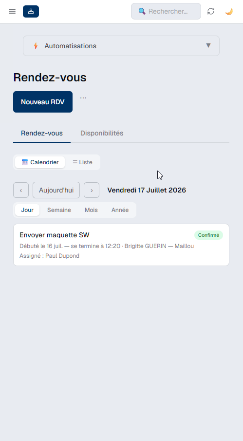 Agenda et rendez-vous sur mobile